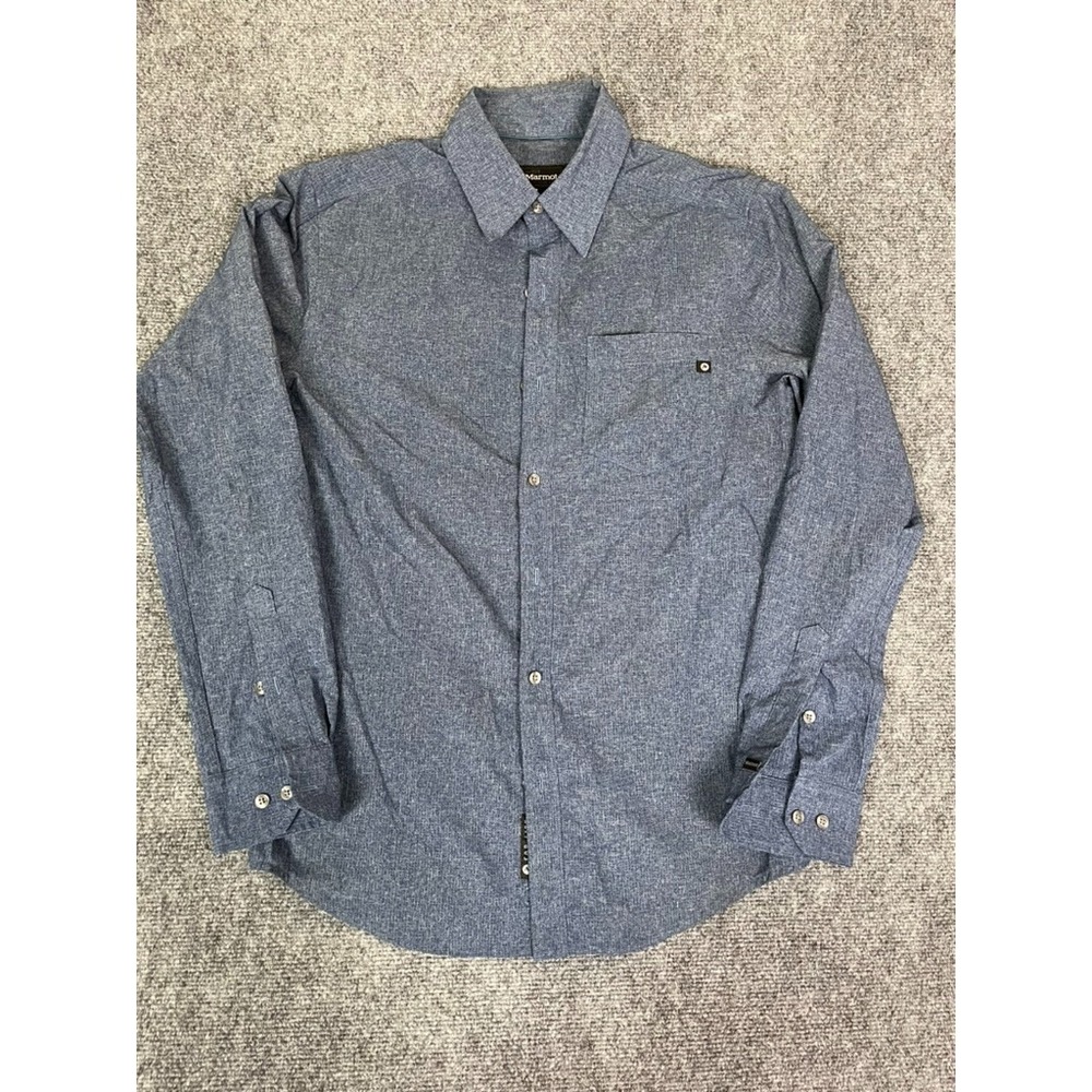 Marmot Button Up Shirt Mens  Gray Long Sleeve Outdoors Hiking Pocket Size S